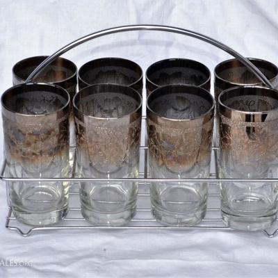 Silver Ombre Highball Glasses Caddy