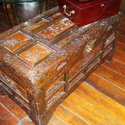 Heavily carved chest