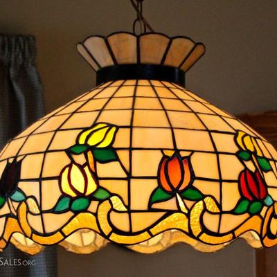 Colored glass hanging lampshade