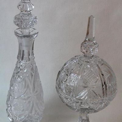 fancy glass, including compote and decanter