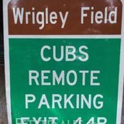 HUGH WRIGLEY FIELD CUBS SIGN FROM KENNEDY EXPRESSWAY.  GO CUBS!!!
