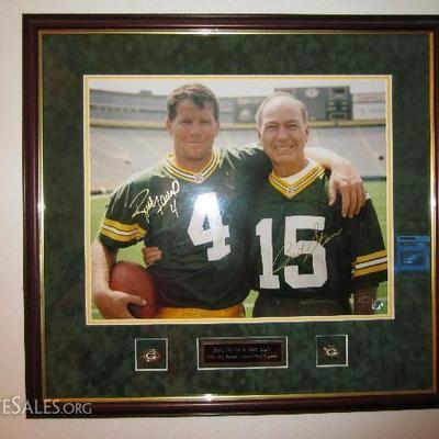 Bart Starr and Brett Favre Framed/Signed Photograph, Dated 1997