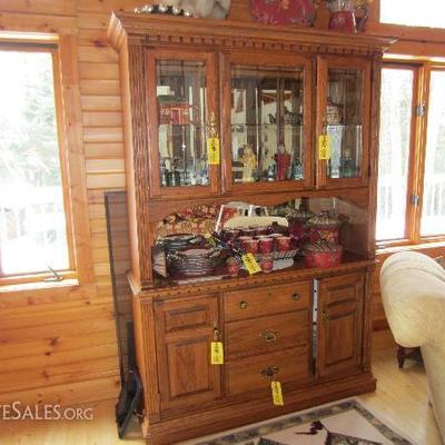 Two Piece China Cabinet, Overall Dimensions are 55x17x81