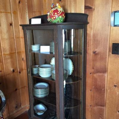 antique curved front china cabinet