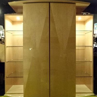 ITALIAN LACQUER LIGHTED ARMOIRE BY ATL GROUP, MADE IN ITALY, IN IMMACULATE CONDITION