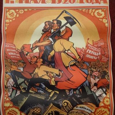 VINTAGE SOVIET RUSSIAN PROPAGANDA POSTER, EARLY 20TH CENTURY