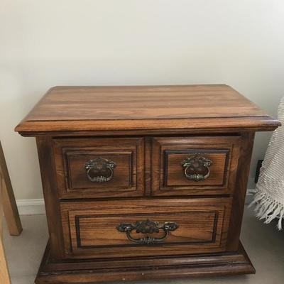 Set of two nightstands. Could use a refinishing. 25