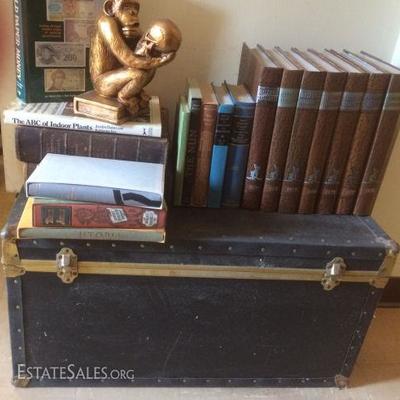 MLT016 Vintage Footlocker, Interesting Books & Darwin's Ape

