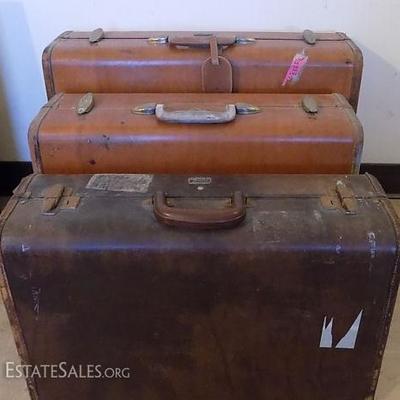 MLT020 Vintage Leather Samsonite Luggage Set & Streamlite
