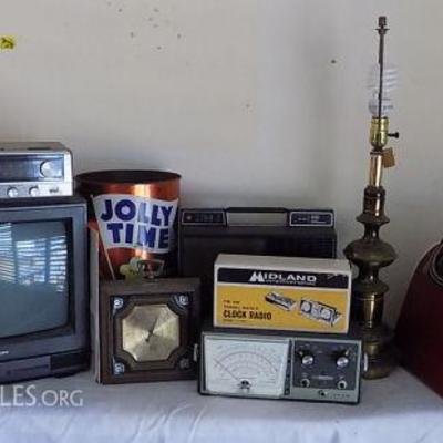 MLT028 Vintage Hitachi TV, Clock Radio, Bowling Ball & More
