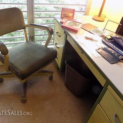 MLT035 For The Office - Vintage Metal Desk, Chair & Office Accessories
