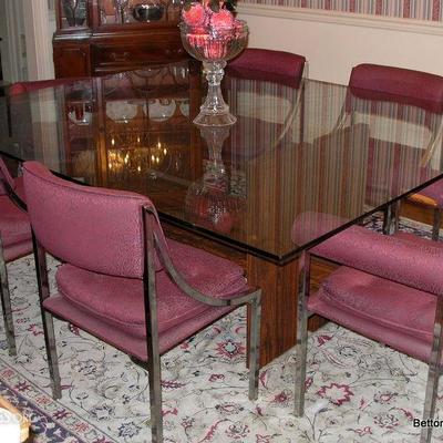 Milo Baughman Style Dining Table and 6 chairs
