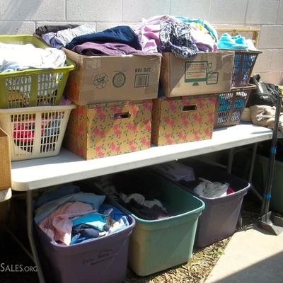 ALL of these tubs are women's clothes from L to xxL
With brands like Quacker Factory, Susan Graver, and Denim & Co. You're sure to find a...