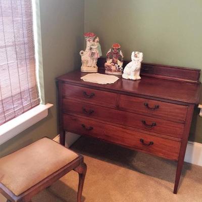 Dresser and Staffordshire pottery