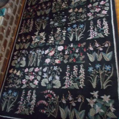 Claire Murray rug black with wild flowers $95
5'3