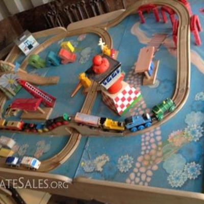 Wooden Train Set and Table