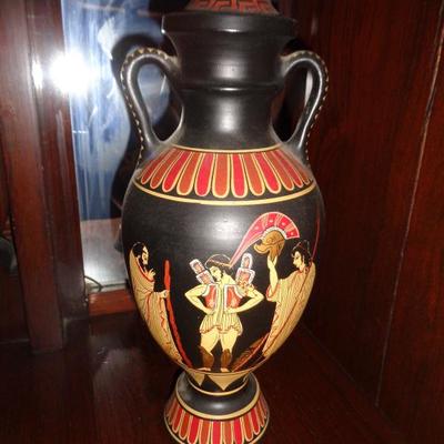 GRECIAN HAND CRAFTED SIGNED POTTERY VASE 12