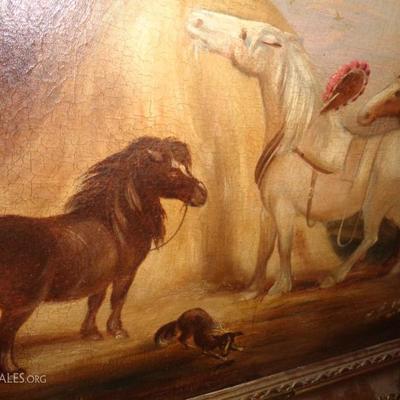 JOHN FERNELEY SIGNED 19TH CENTURY OIL PAINTING ON CANVAS IN ORIGINAL FRAME MEASURING 21