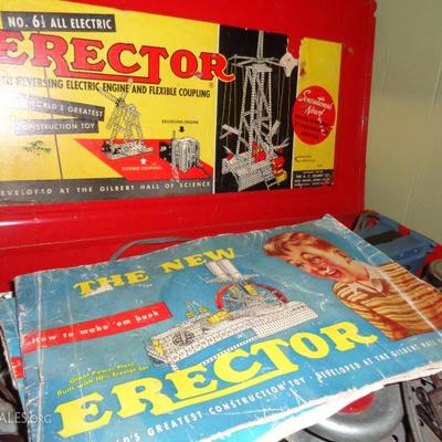 RARE CHILDREN'S ANTIQUE ERECTOR SET WITH ORIGINAL DIRECTIONS AND CONTENTS 