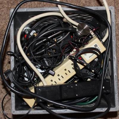 Box lot of electrical cords, for computer, cameras, printers
