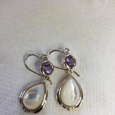 Sterling earrings.. ameythyst. Mother of pearl 