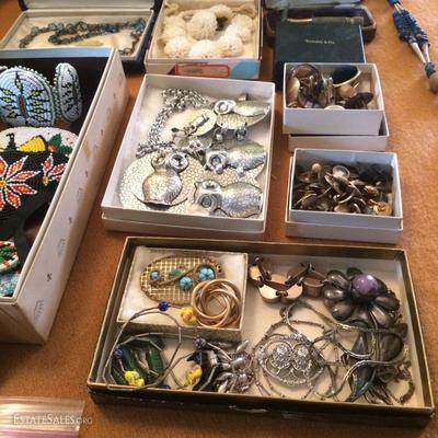 Box in front has some sterling jewelry, box behind on right side has a lot of awesome Victorian era cufflinks