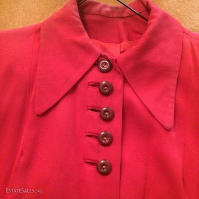 AWESOME cherry red 1940s swing coat!