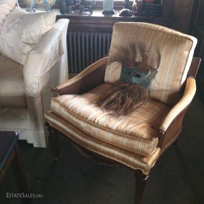 Nice mid-century armchair with woven grass mask