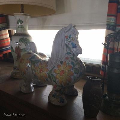 Vintage ceramic horse sculpture, made in Italy