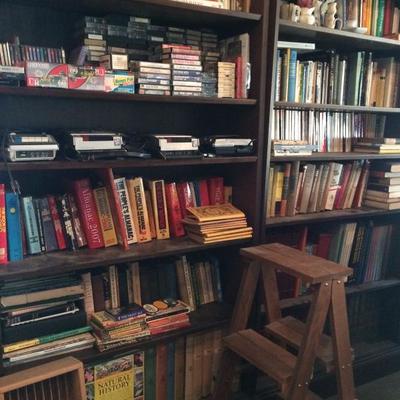 cassette tapes and recorders, convertible library ladder and books galore!