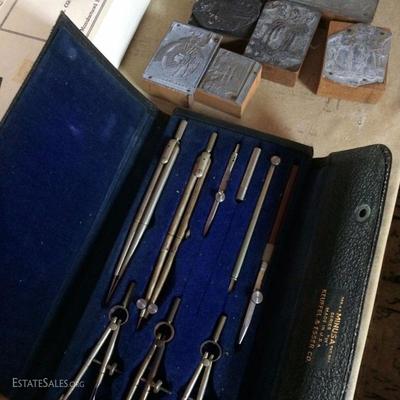 Antique draftsman tools