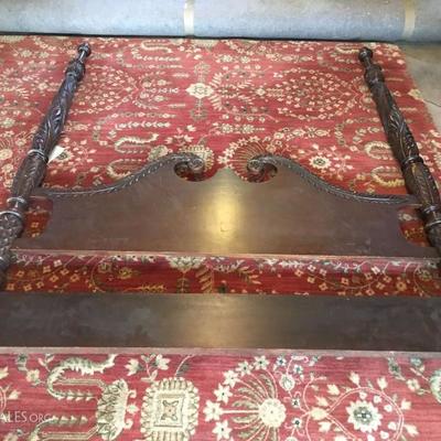 Antique Hand Carved Four Post Bed 