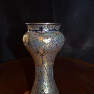 C 1900s Art Nouveau art glass with silver overlay (Loetz ?)
5 1/2