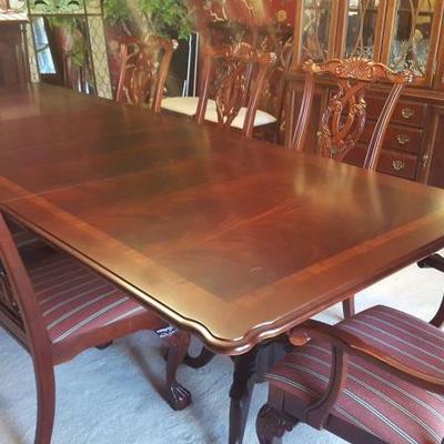 Exquisite Dining Table, 8 Chairs, 2 Additional Leaves, shown