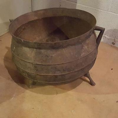 Large, antique, cast iron pot