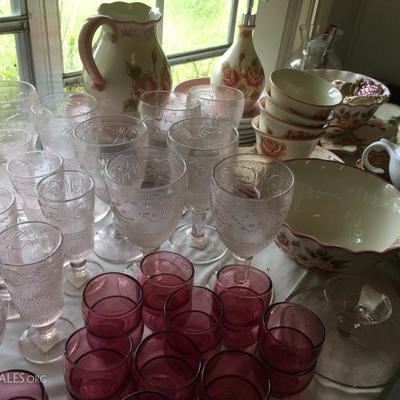 Pink glassware & dishes