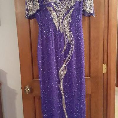 Purple Long Beaded Formal Dress