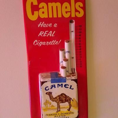 Vintage camel cigarette enamel sign/thermometer 