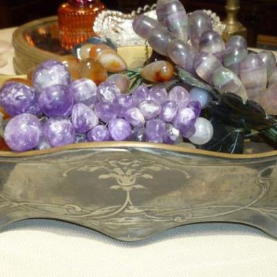 Auistrian silver jardiner with gemstone grapes