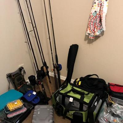 Fishing poles and lures, etc.