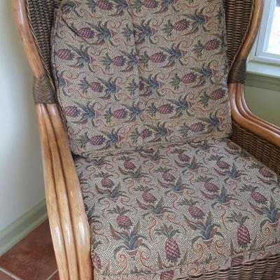 rattan wing back chair