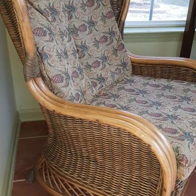 Rattan wing back chair