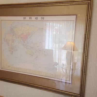 Chinese framed world map