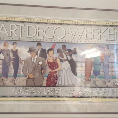 Artist signed Art Deco weekend 21st annual framed print