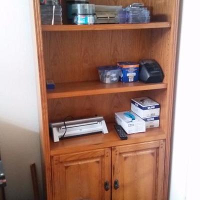 Bookcase, office supplies