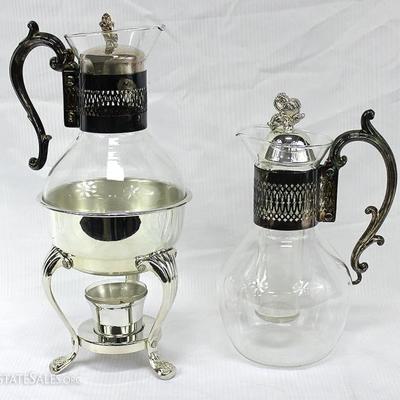 2 Silver Plated Hot and Cold Pitchers