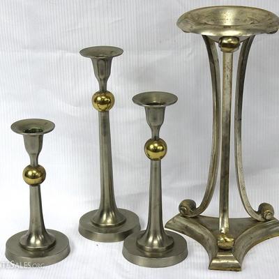 Lot of Silver Plated and Brass Candlesticks