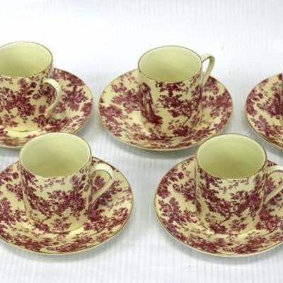 Set of 8 Red White Special Place Demitasse C/S