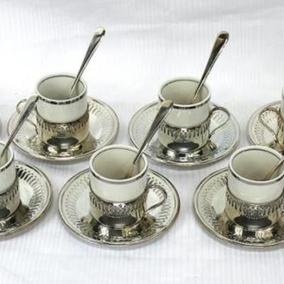 10 Silver Plated Demitasse Cups and Saucers