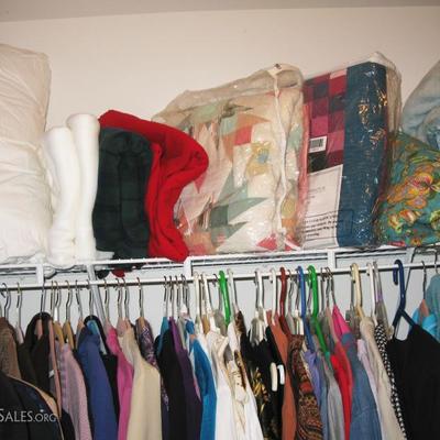 clothes, quilts, blanks, pillow and comforters
